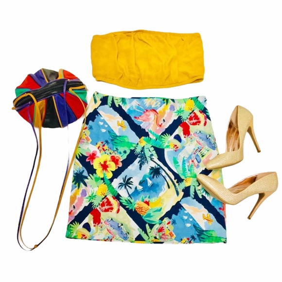 TALBOTS ISLAND LIFE PRINT ABOVE-KNEE SKIRT SZ 4P - Picture 2 of 9